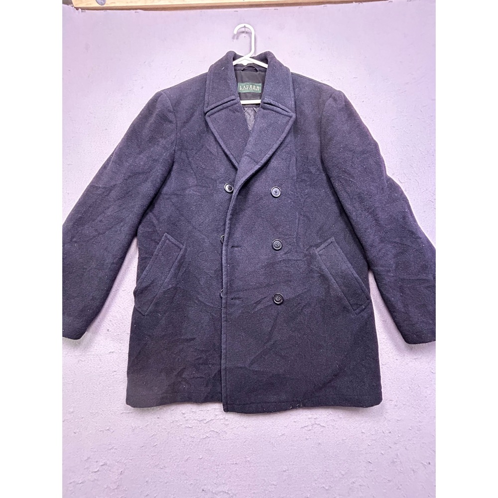 Lauren Ralph Lauren Pea Coat Wool Blend Navy Blue Size 40R Mens
